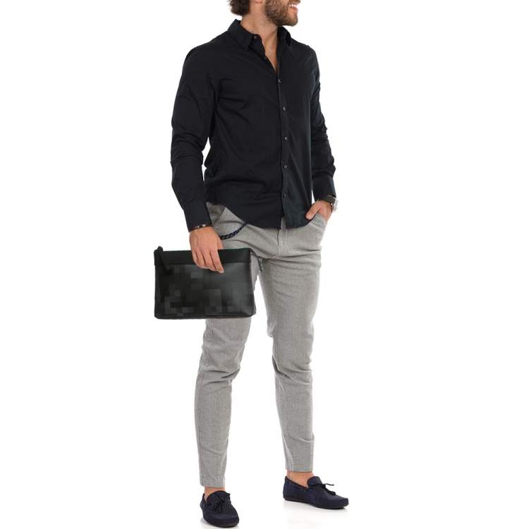 Pre Owned Louis Vuitton Black Damoflage Canvas Pochette Voyage Souple