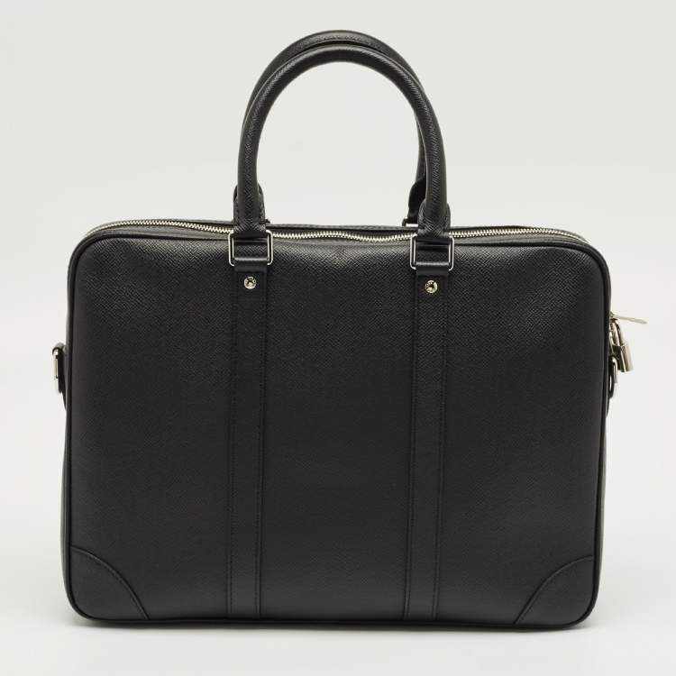 Pre Owned Louis Vuitton Black Taiga Leather Porte Documents Voyage PM Bag