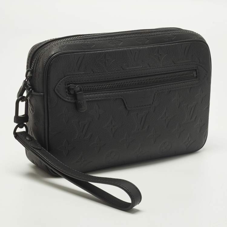Pre Owned Louis Vuitton Kasai Black Monogram Shadow Embossed Leather Pochette 