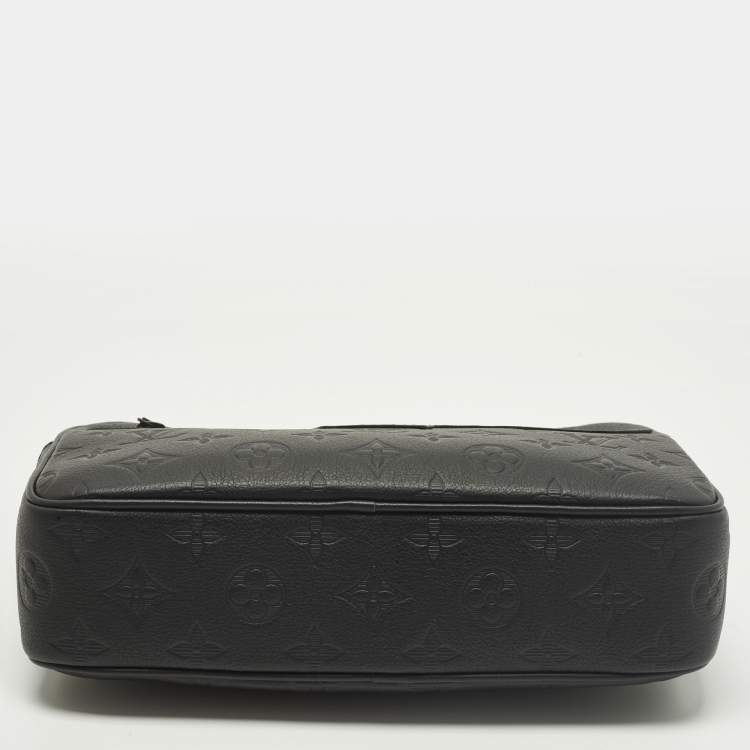 Pre Owned Louis Vuitton Kasai Black Monogram Shadow Embossed Leather Pochette 