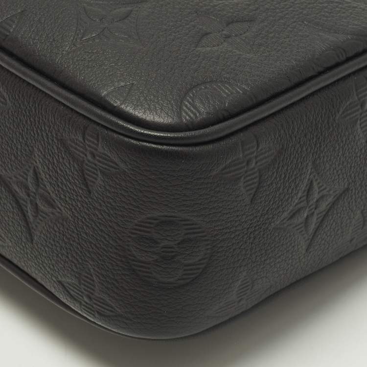 Pre Owned Louis Vuitton Kasai Black Monogram Shadow Embossed Leather Pochette 