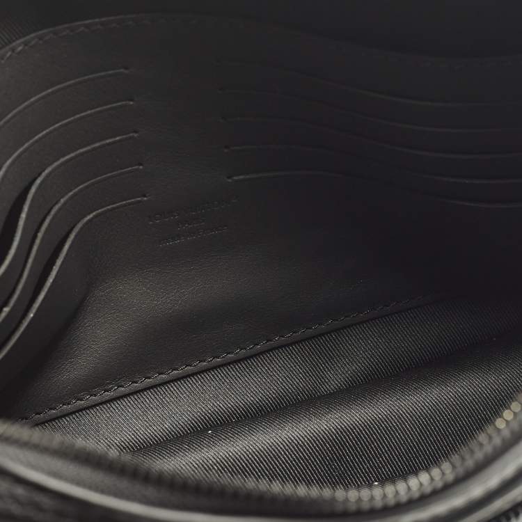 Pre Owned Louis Vuitton Kasai Black Monogram Shadow Embossed Leather Pochette 