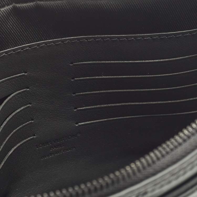 Pre Owned Louis Vuitton Kasai Black Monogram Shadow Embossed Leather Pochette 