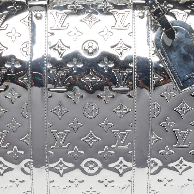Pre Owned Louis Vuitton Keepall Bandouliere 50 Silver Monogram Mirror Canvas Duffel Bag