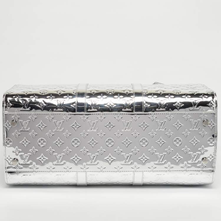 Pre Owned Louis Vuitton Keepall Bandouliere 50 Silver Monogram Mirror Canvas Duffel Bag