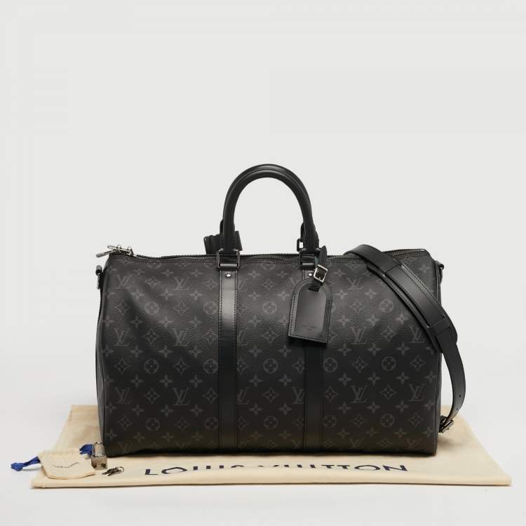 Pre Owned Louis Vuitton Keepall Bandouliere 45 Monogram Eclipse Canvas Duffel Bag