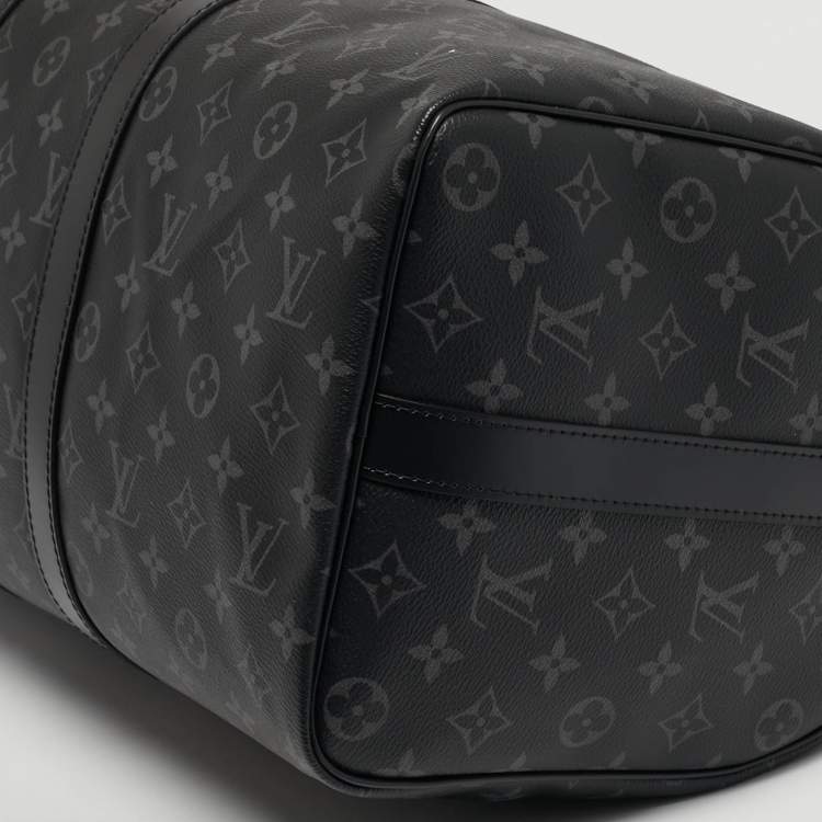 Pre Owned Louis Vuitton Keepall Bandouliere 45 Monogram Eclipse Canvas Duffel Bag