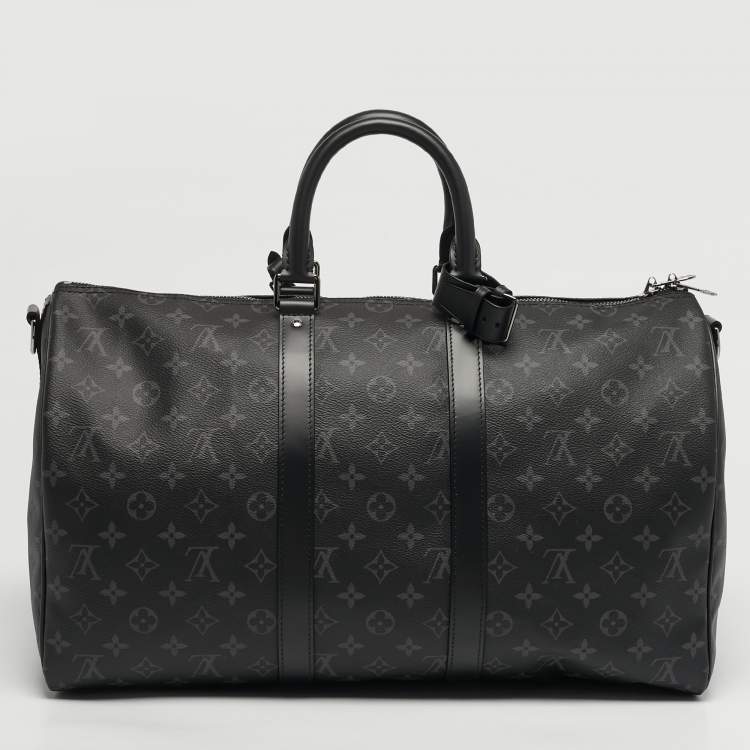 Pre Owned Louis Vuitton Keepall Bandouliere 45 Monogram Eclipse Canvas Duffel Bag