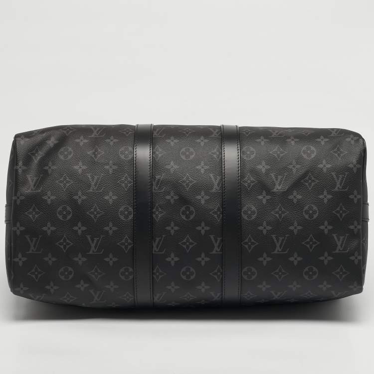 Pre Owned Louis Vuitton Keepall Bandouliere 45 Monogram Eclipse Canvas Duffel Bag
