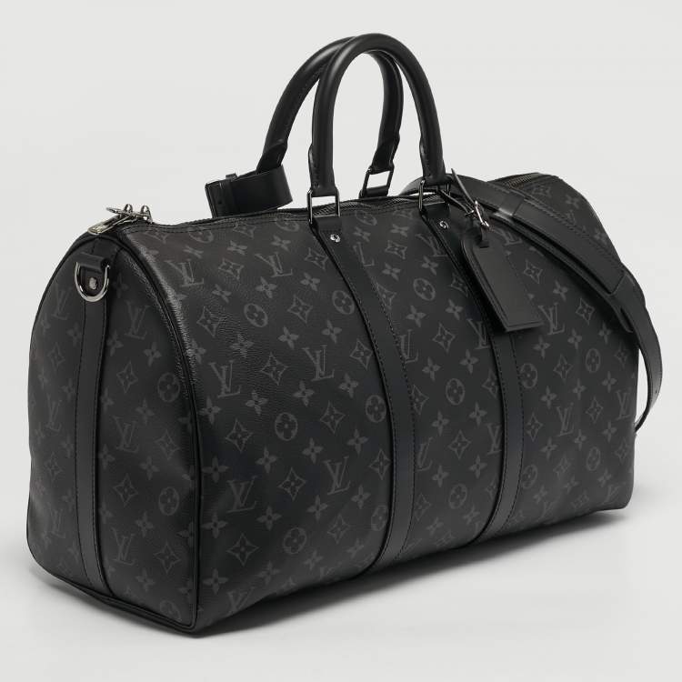 Pre Owned Louis Vuitton Keepall Bandouliere 45 Monogram Eclipse Canvas Duffel Bag