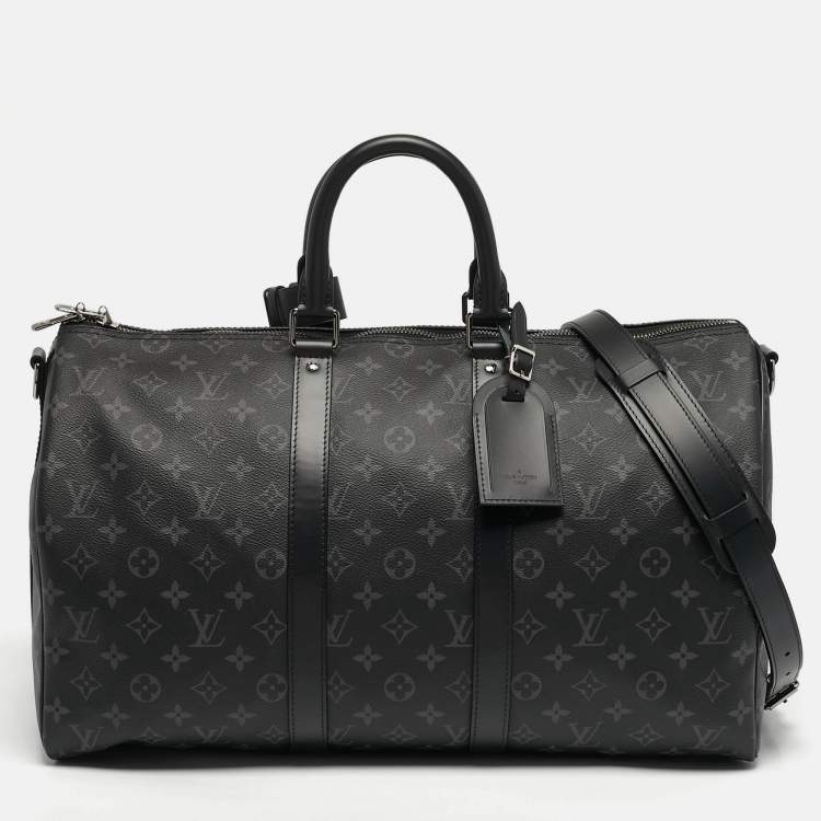 Pre Owned Louis Vuitton Keepall Bandouliere 45 Monogram Eclipse Canvas Duffel Bag