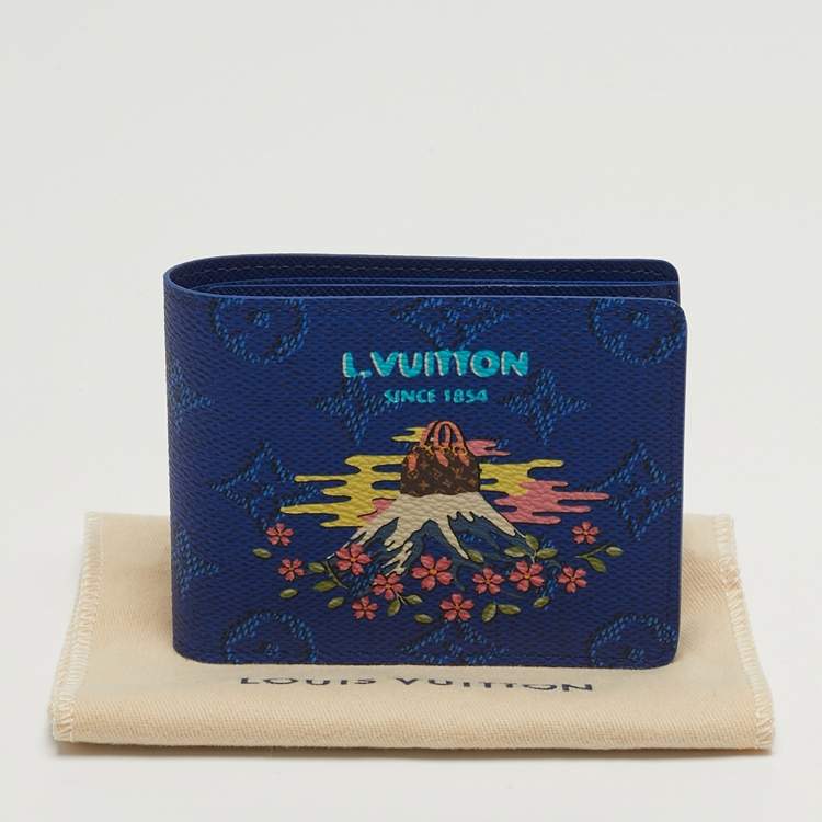 Pre Owned Louis Vuitton Slender Blue Monogram Canvas Bifold Wallet