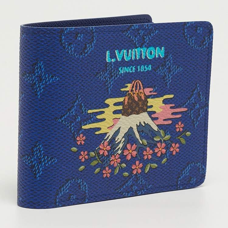 Pre Owned Louis Vuitton Slender Blue Monogram Canvas Bifold Wallet