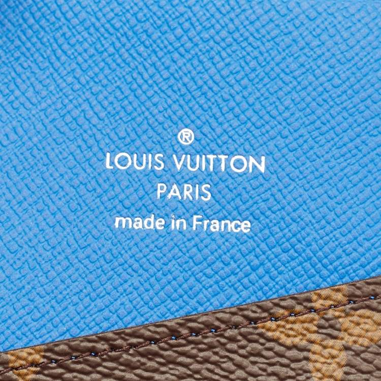 Pre Owned Louis Vuitton Blue Leather and Monogram Canvas Pocket Organizer