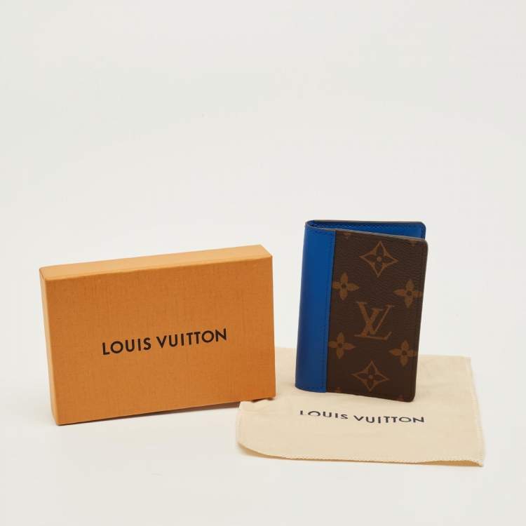 Pre Owned Louis Vuitton Blue Leather and Monogram Canvas Pocket Organizer