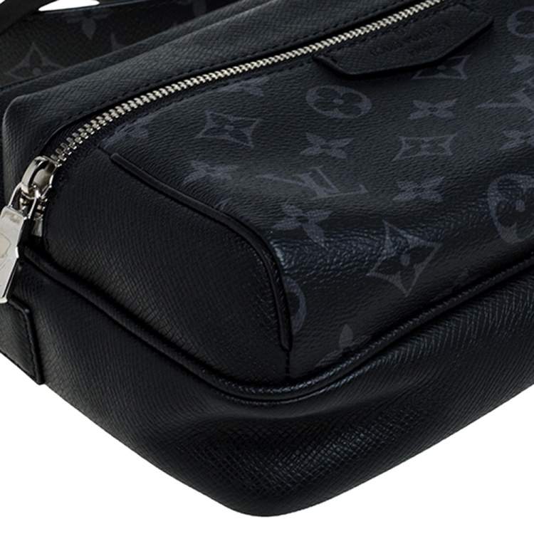 Pre Owned Louis Vuitton Black Taiga Leather and Monogram Eclipse Canvas Outdoor Messenger Bag