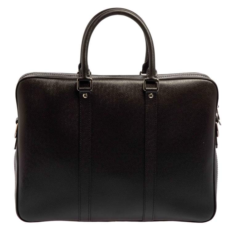 Pre Owned Louis Vuitton Black Taiga Leather Porte Documents Voyage PM Bag
