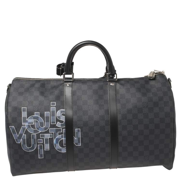 Pre Owned Louis Vuitton Damier Graphite Canvas Keepall Bandouliere 50 Bag