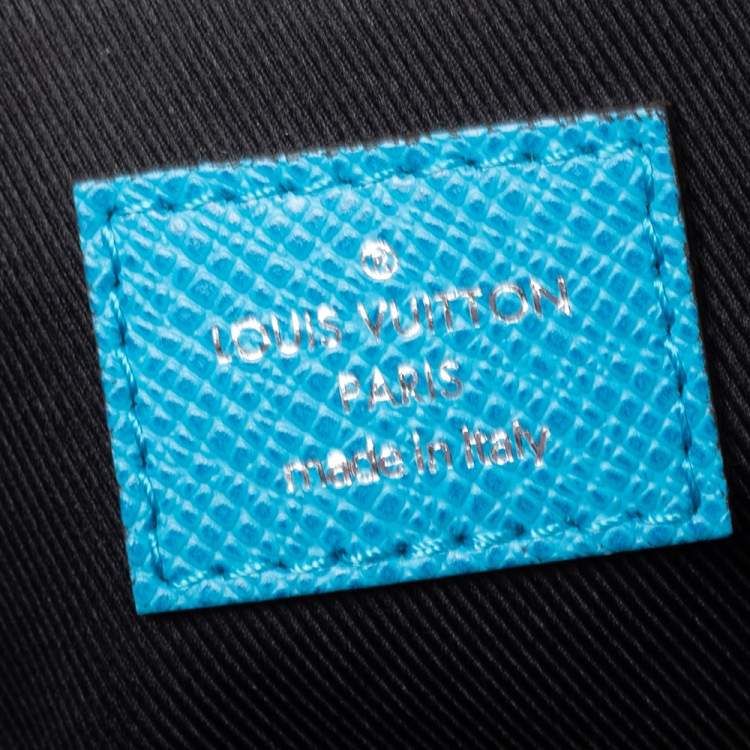 Pre Owned Louis Vuitton Blue Marine Taiga Leather Roman PM Bag