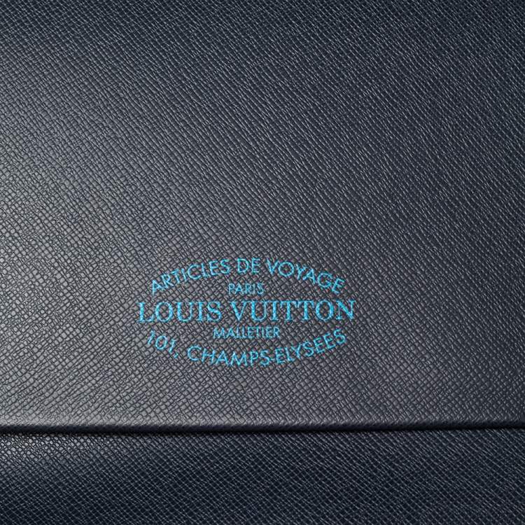 Pre Owned Louis Vuitton Blue Marine Taiga Leather Roman PM Bag