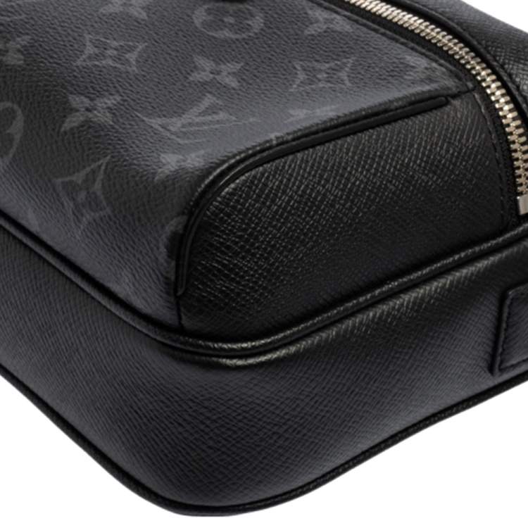 Pre Owned Louis Vuitton Black Taiga Leather and Monogram Eclipse Canvas Outdoor Messenger Bag