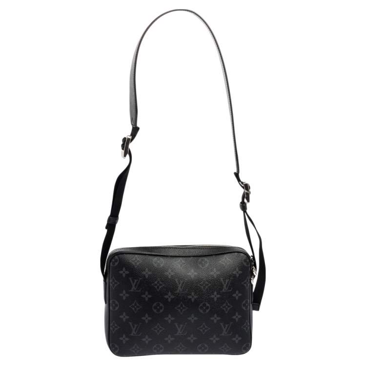 Pre Owned Louis Vuitton Black Taiga Leather and Monogram Eclipse Canvas Outdoor Messenger Bag