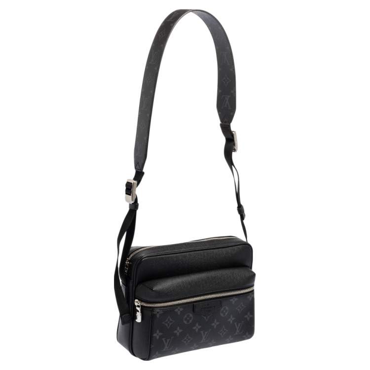 Pre Owned Louis Vuitton Black Taiga Leather and Monogram Eclipse Canvas Outdoor Messenger Bag