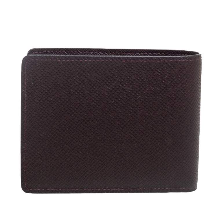 Pre Owned Louis Vuitton Brown Taiga Leather Bifold Wallet