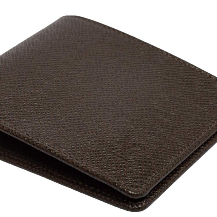 Pre Owned Louis Vuitton Brown Taiga Leather Bifold Compact Wallet