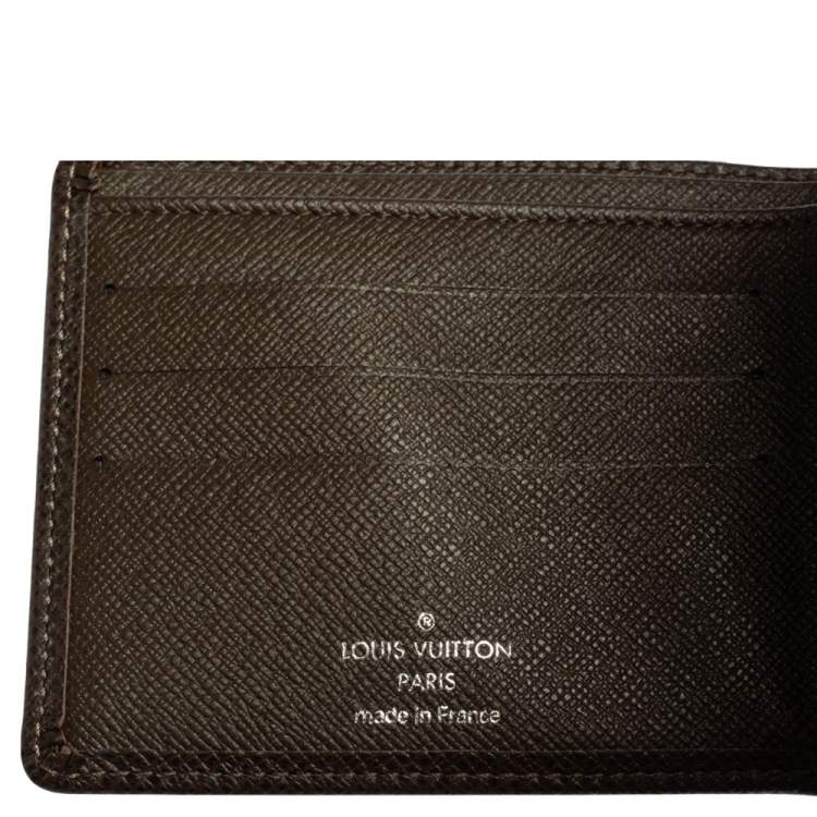 Pre Owned Louis Vuitton Brown Taiga Leather Bifold Compact Wallet