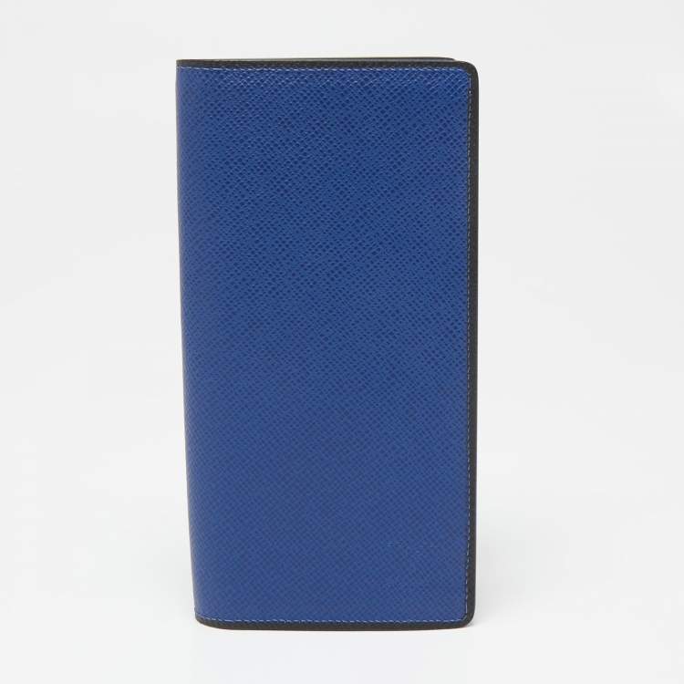 Pre Owned Louis Vuitton Navy Blue Taiga Leather Brazza Wallet