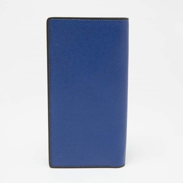 Pre Owned Louis Vuitton Navy Blue Taiga Leather Brazza Wallet