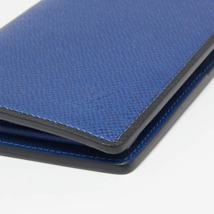 Pre Owned Louis Vuitton Navy Blue Taiga Leather Brazza Wallet