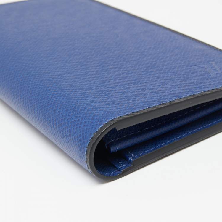 Pre Owned Louis Vuitton Navy Blue Taiga Leather Brazza Wallet