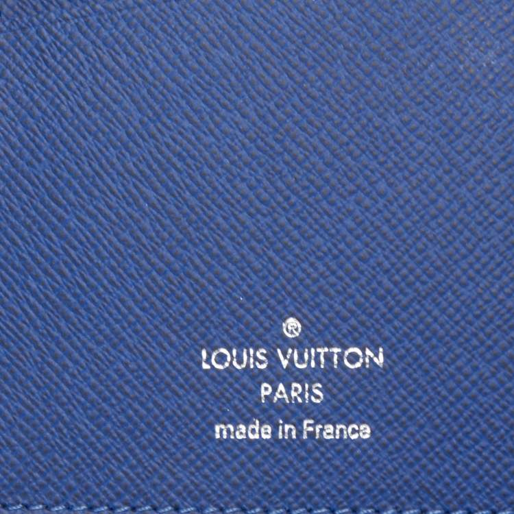 Pre Owned Louis Vuitton Navy Blue Taiga Leather Brazza Wallet