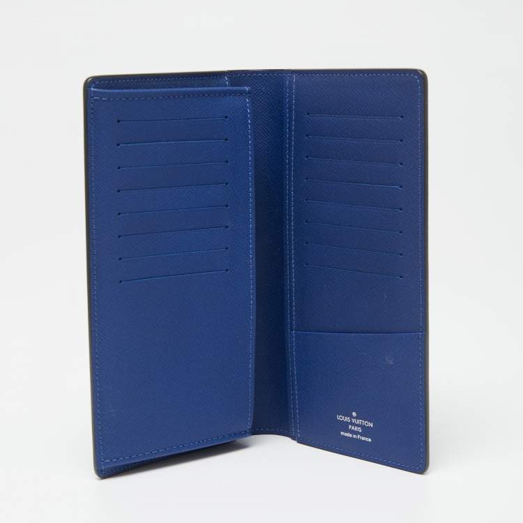 Pre Owned Louis Vuitton Navy Blue Taiga Leather Brazza Wallet
