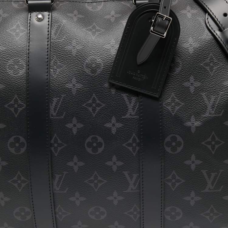 Pre Owned Louis Vuitton Monogram Eclipse Canvas Keepall Bandouliere 45 Bag
