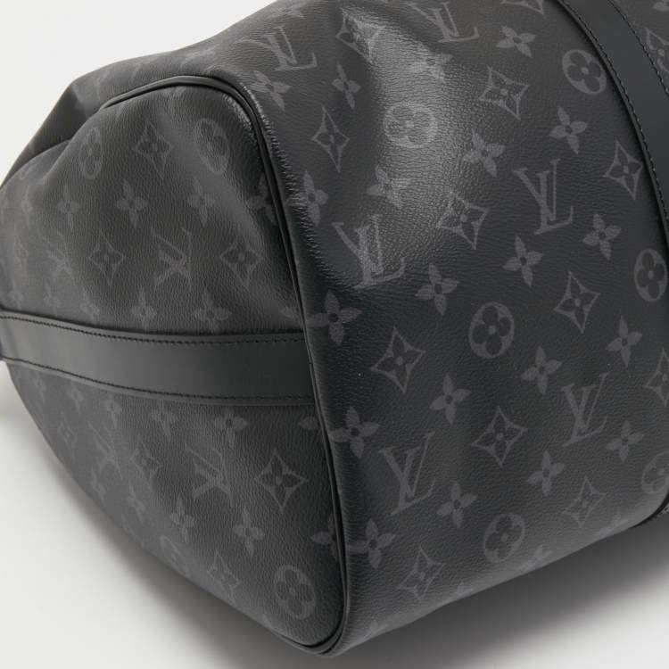 Pre Owned Louis Vuitton Monogram Eclipse Canvas Keepall Bandouliere 45 Bag