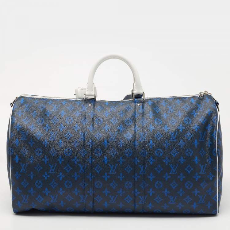 Pre Owned Louis Vuitton Blue Vintage Monogram Canvas Everyday LV Keepall Bandouliere 55 Bag