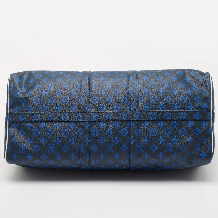 Pre Owned Louis Vuitton Blue Vintage Monogram Canvas Everyday LV Keepall Bandouliere 55 Bag