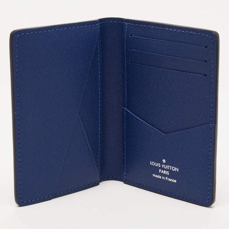 LOUIS VUITTON Pocket Organizer Damier Cobalt Canvas Card Case Navy-US