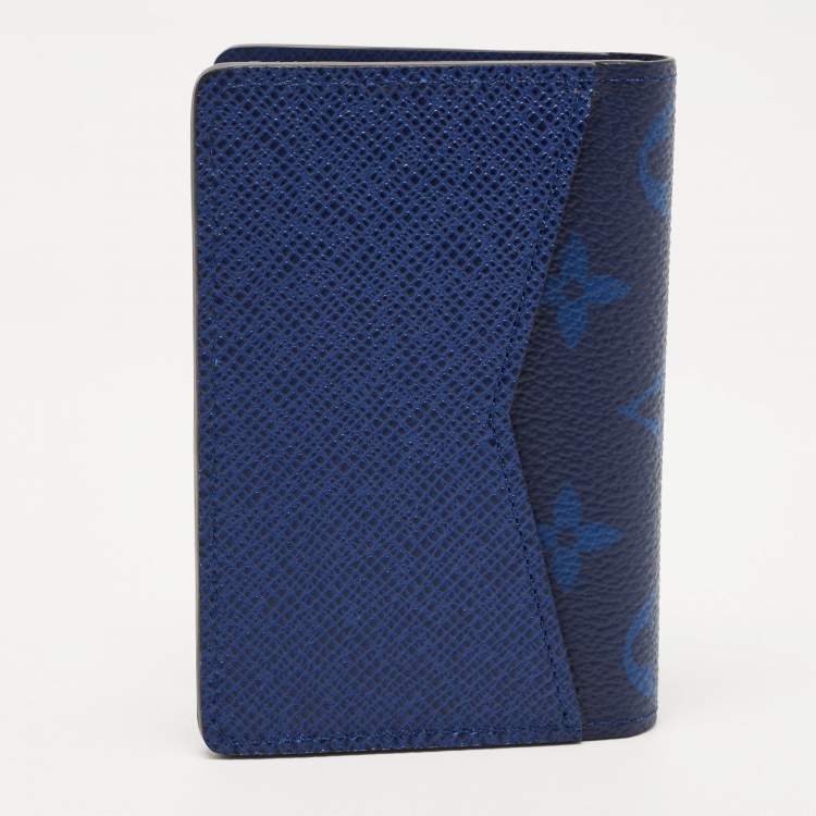 Pre Owned Louis Vuitton  Navy Blue Monogram Canvas and Taiga Leather Pocket Organiser