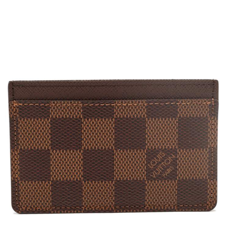 Pre Owned Louis Vuitton Damier Ebene Canvas Card Holder