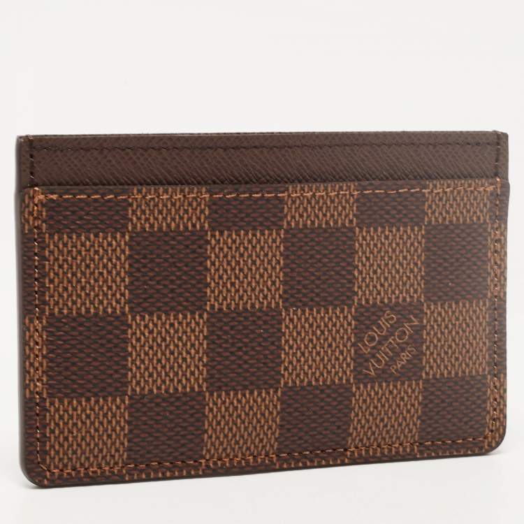 Pre Owned Louis Vuitton Damier Ebene Canvas Card Holder