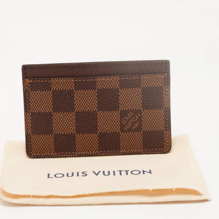 Pre Owned Louis Vuitton Damier Ebene Canvas Card Holder
