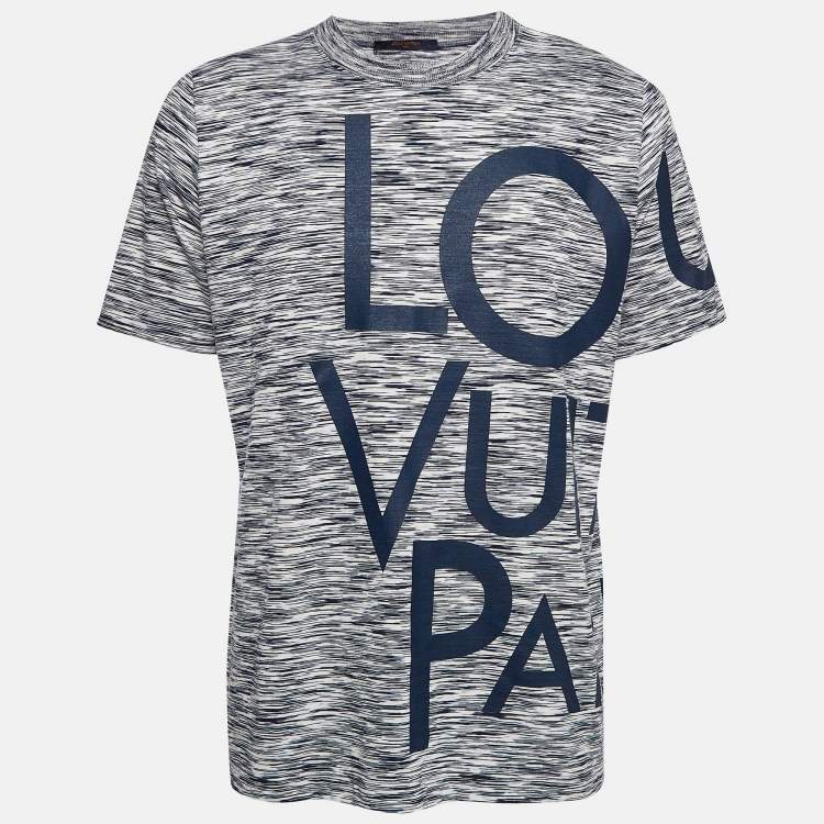 Pre Owned Louis Vuitton Blue Blown Up Print Jersey Galaxy T-Shirt L