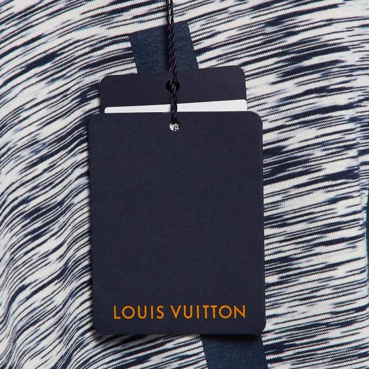 Pre Owned Louis Vuitton Blue Blown Up Print Jersey Galaxy T-Shirt L