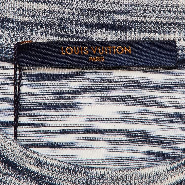 Pre Owned Louis Vuitton Blue Blown Up Print Jersey Galaxy T-Shirt L