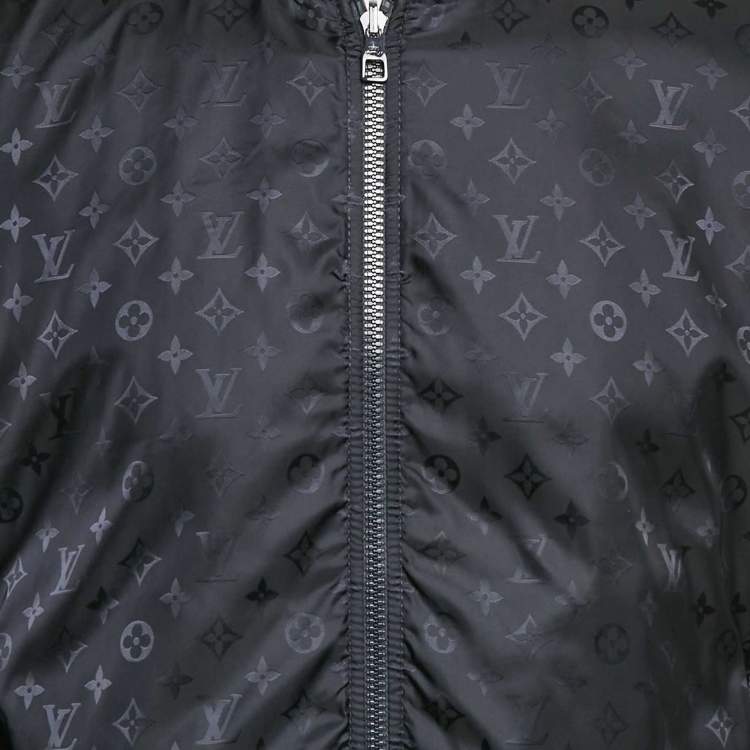 Pre Owned Louis Vuitton Navy Blue Monogram Leather and Nylon Reversible Technical Jacket M