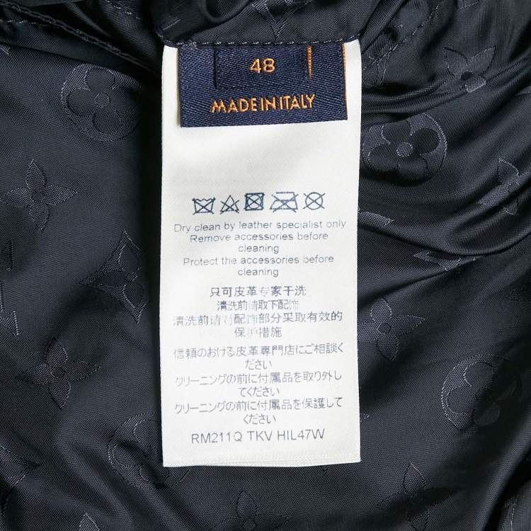 Pre Owned Louis Vuitton Navy Blue Monogram Leather and Nylon Reversible Technical Jacket M